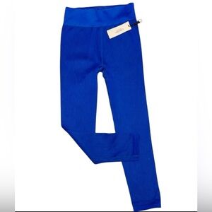 CALVIN KLEIN PERFORMANCE RIBBED KNIT LEGGINGS HIGH WAIST ANKLE WOMEN BLUE SIZE M